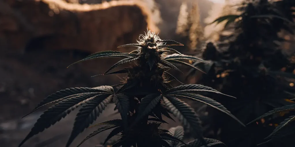 Afghan Kush s hlavním květem v protisvětle