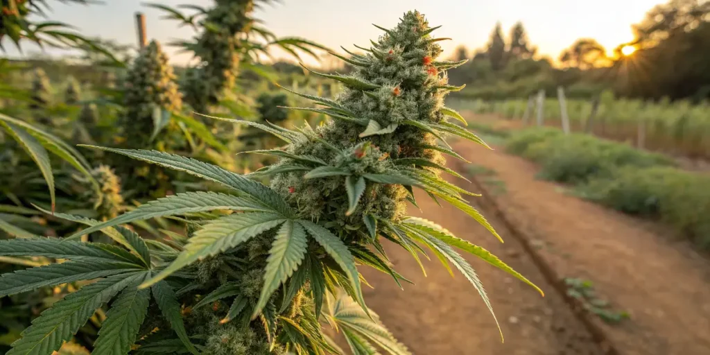 Afghan Kush na venkovní farmě