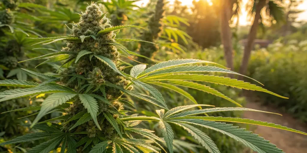 American Haze s hustými květy při západu slunce
