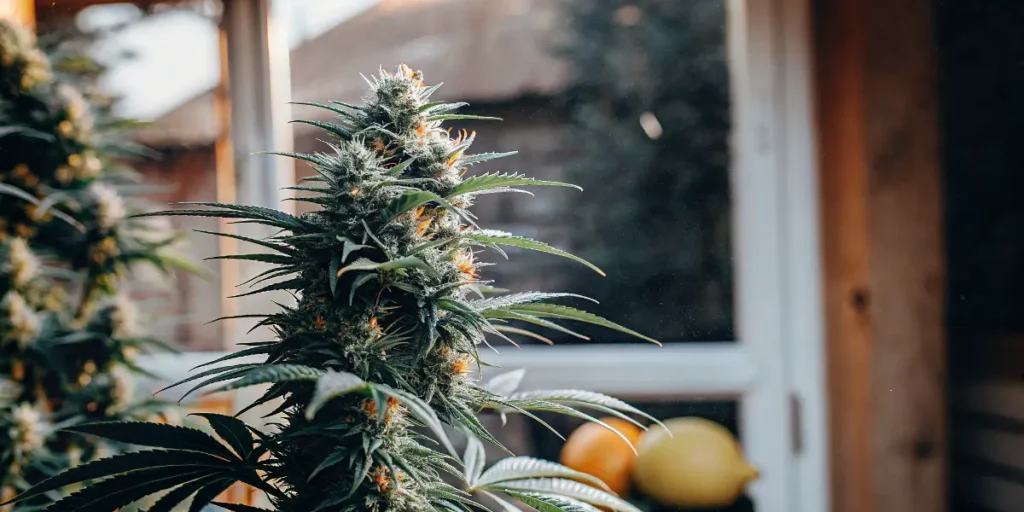 Kvetoucí konopí v interiéru